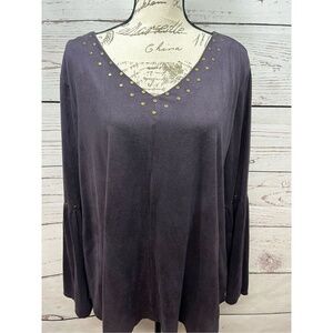 Style & Co xxl purple suede feeling long sleeve blouse with slowly sleeves and b
